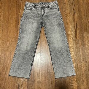 Express 90's Midrise Gray Acid Wash Ankle Cropped Bootcut Jeans Size 8